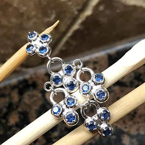 Natural 4ct Blue Sapphire 925 Solid Sterling Silver Pendant 50mm