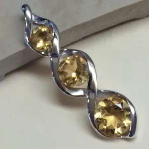 Natural 4ct Citrine 925 Solid Sterling Silver Pendant 28mm