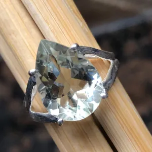Natural 4ct Green Amethyst 925 Solid Sterling Silver Ring Size 6, 7, 8