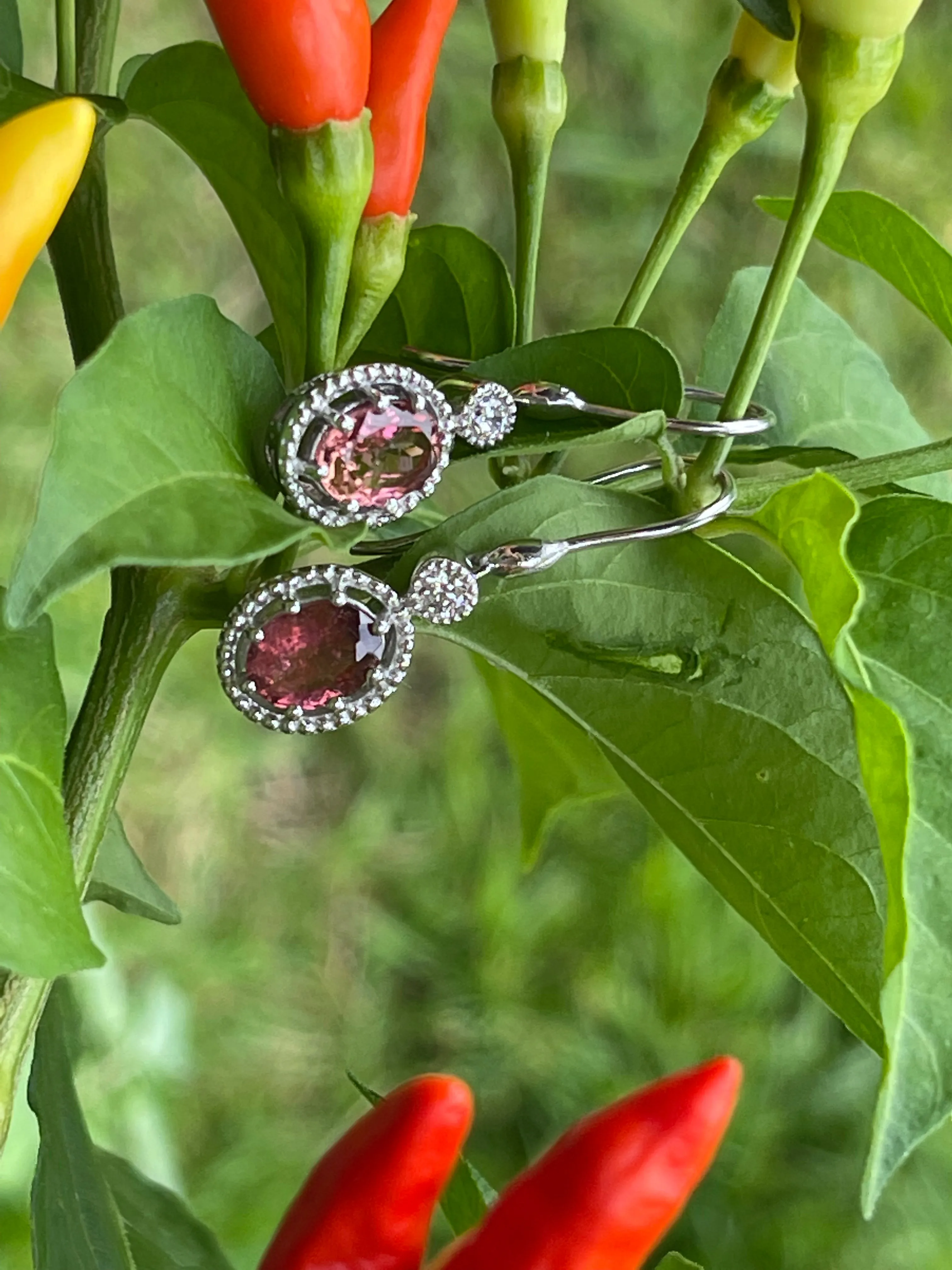 Natural 4ct Pink Tourmaline 925 Solid Sterling Silver Earrings 30mm