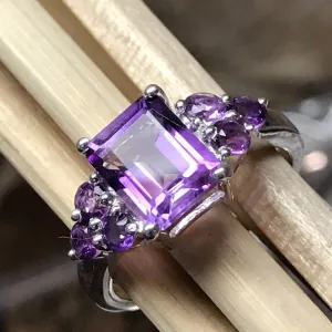 Natural 4ct Purple Amethyst 925 Solid Sterling Silver Ring Size 5, 6, 7, 8, 9