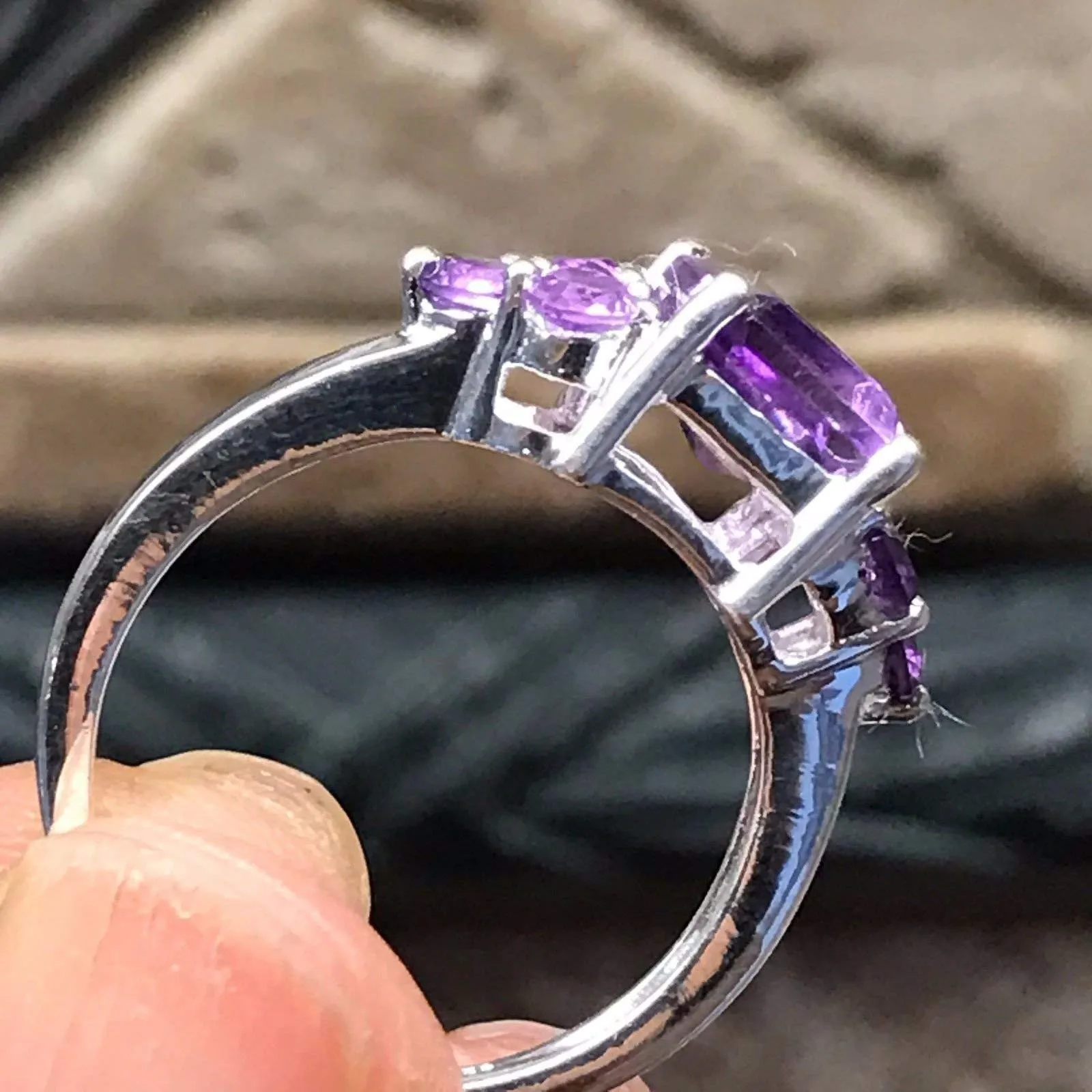 Natural 4ct Purple Amethyst 925 Solid Sterling Silver Ring Size 5, 6, 7, 8, 9