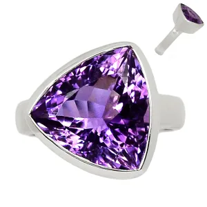Natural 4ct Purple Amethyst 925 Solid Sterling Silver Ring Size 9.25