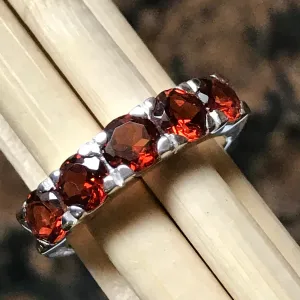 Natural 4ct Pyrope Garnet 925 Solid Sterling Silver Band Ring Size 6, 8, 9
