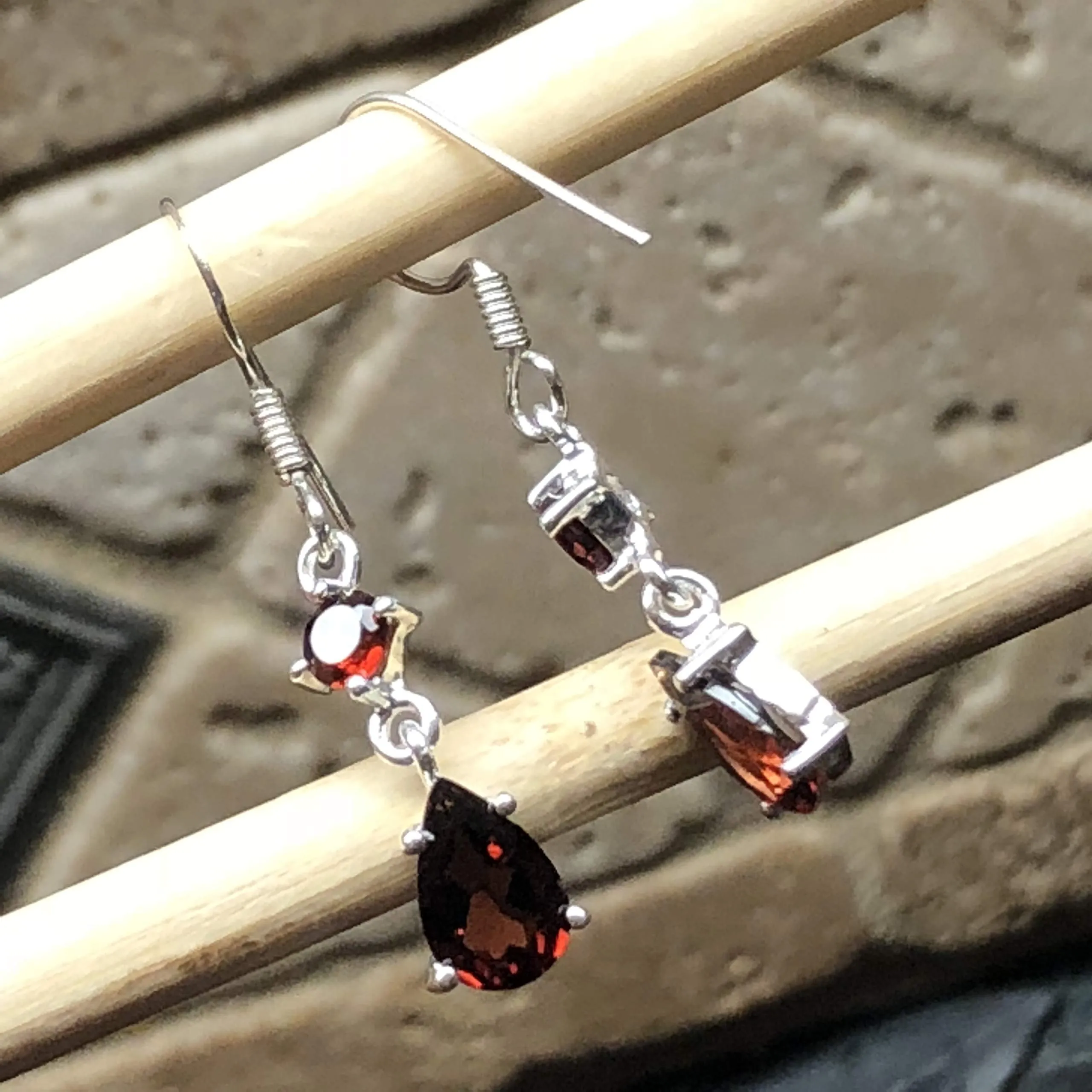 Natural 4ct Pyrope Garnet 925 Solid Sterling Silver Earrings 30mm