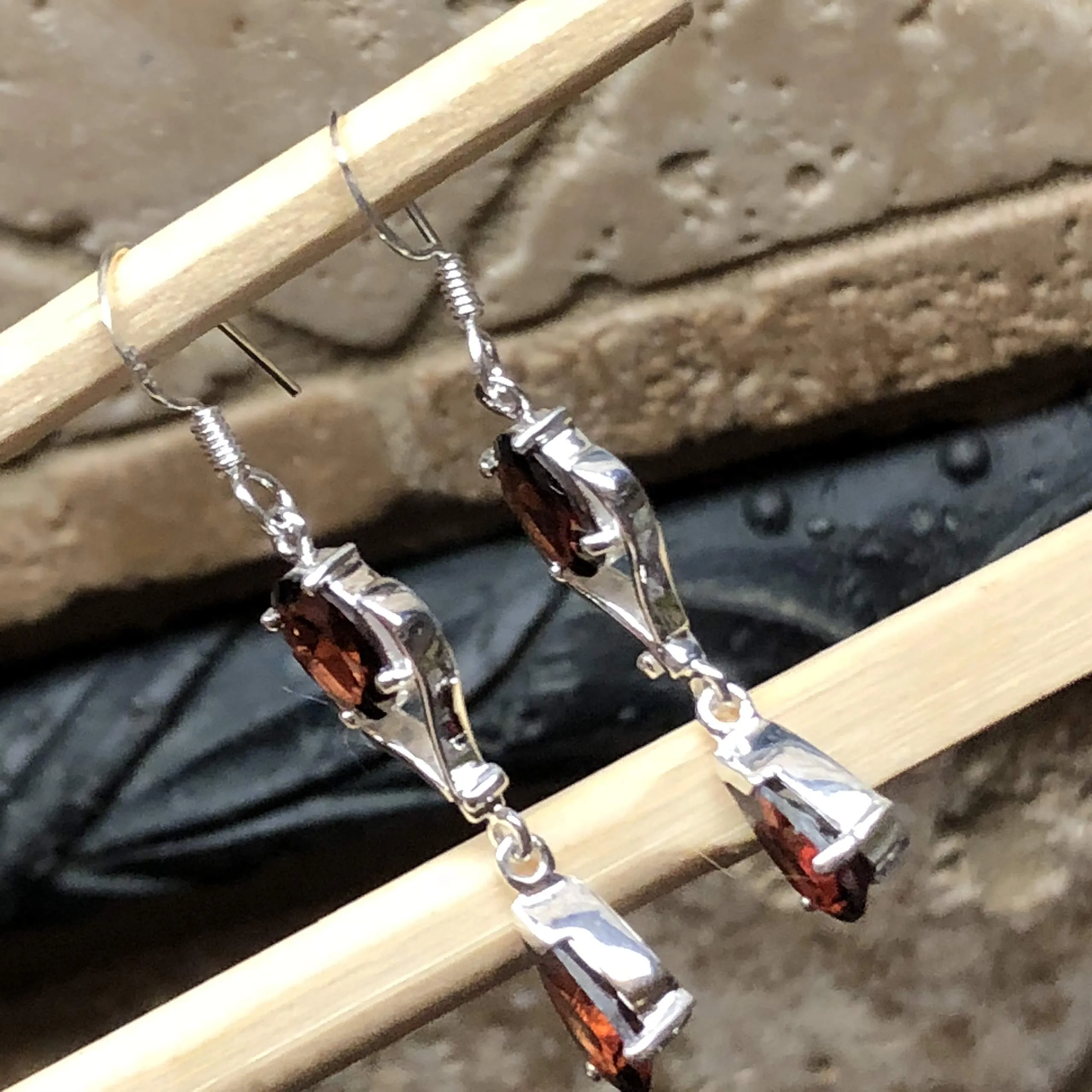 Natural 4ct Pyrope Garnet 925 Solid Sterling Silver Earrings 30mm