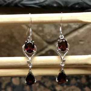 Natural 4ct Pyrope Garnet 925 Solid Sterling Silver Earrings 30mm