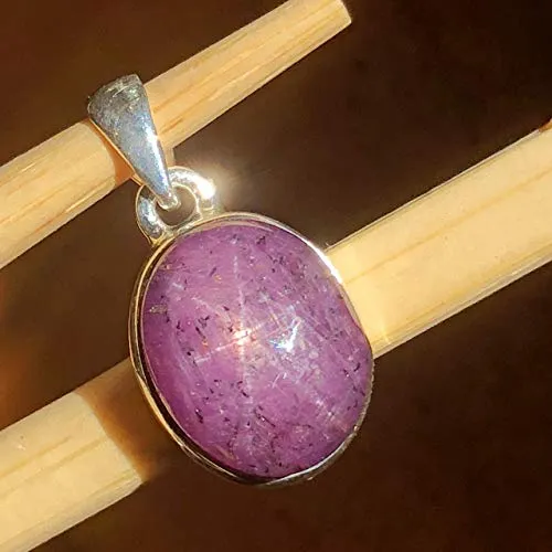 Natural 6 Star Ruby 925 Solid Sterling Silver Pendant 22mm