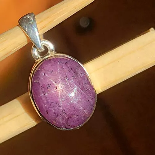 Natural 6 Star Ruby 925 Solid Sterling Silver Pendant 22mm