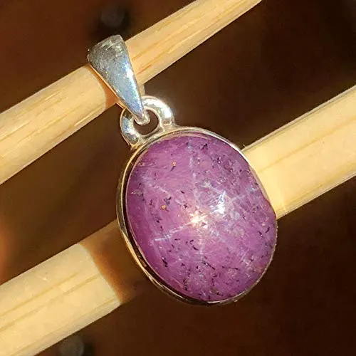 Natural 6 Star Ruby 925 Solid Sterling Silver Pendant 22mm