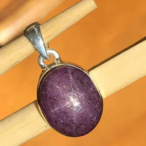 Natural 6 Star Ruby 925 Solid Sterling Silver Pendant 22mm