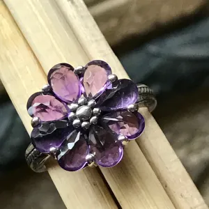 Natural 6ct Amethyst 925 Solid Sterling Silver Wedding Ring Size 6, 7, 8, 9