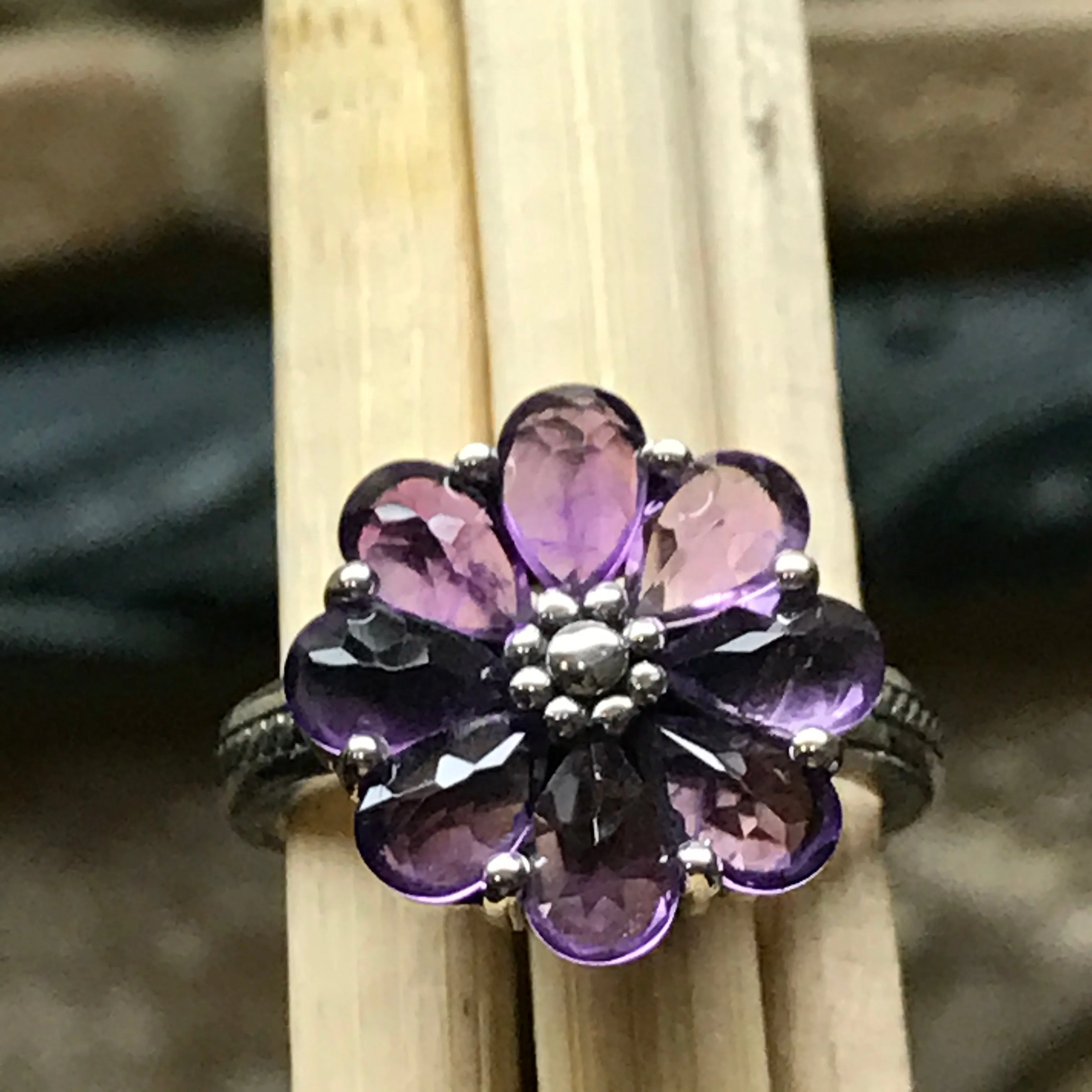 Natural 6ct Amethyst 925 Solid Sterling Silver Wedding Ring Size 6, 7, 8, 9