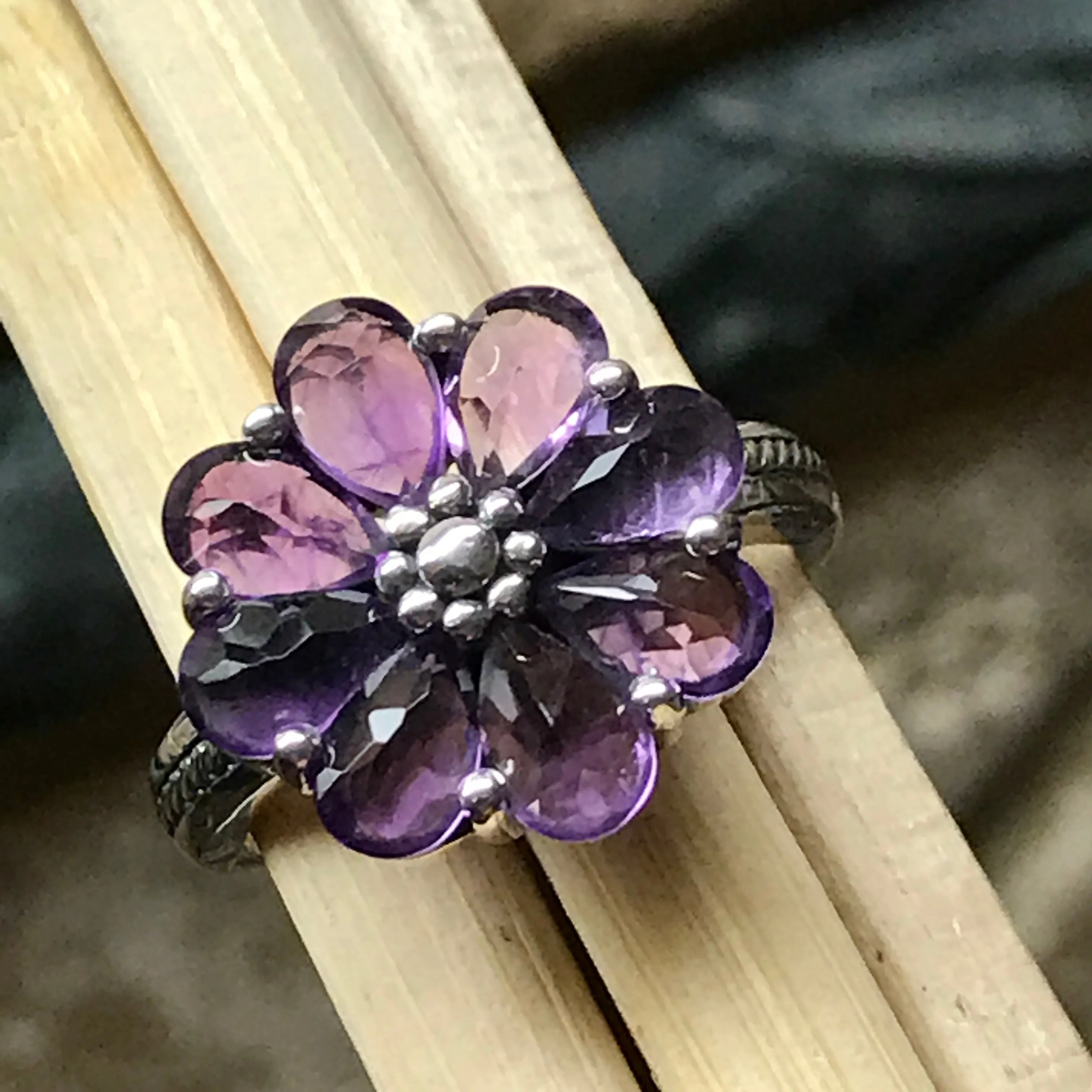 Natural 6ct Amethyst 925 Solid Sterling Silver Wedding Ring Size 6, 7, 8, 9
