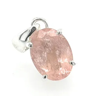 Natural 6ct Pink Morganite 925 Sterling Silver Pendant 20mm