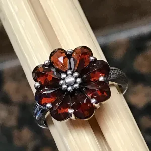Natural 6ct Pyrope Garnet 925 Solid Sterling Silver Ring Size 6, 7, 8