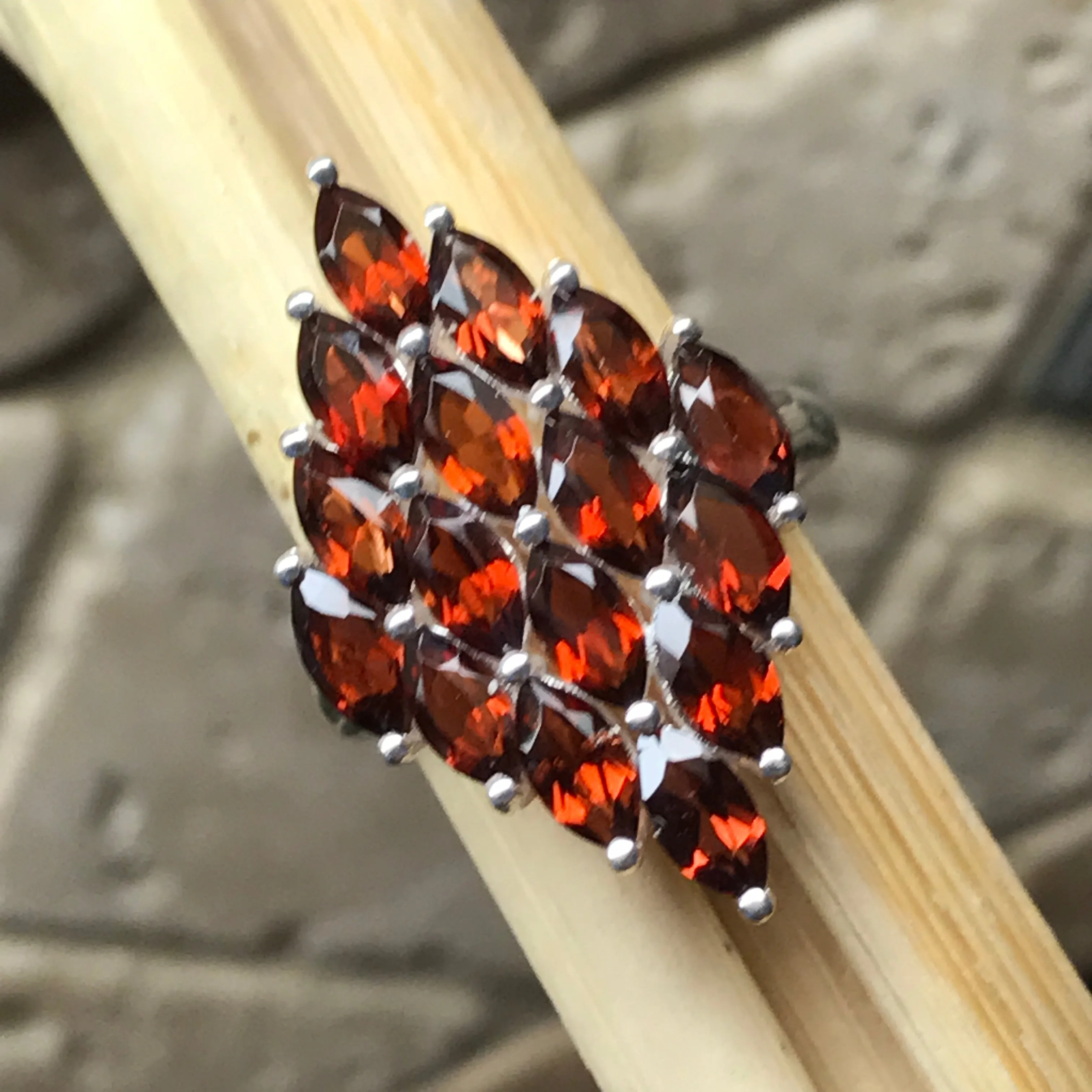 Natural 8ct Pyrope Garnet 925 Solid Sterling Silver Ring Size 6, 7, 8, 9