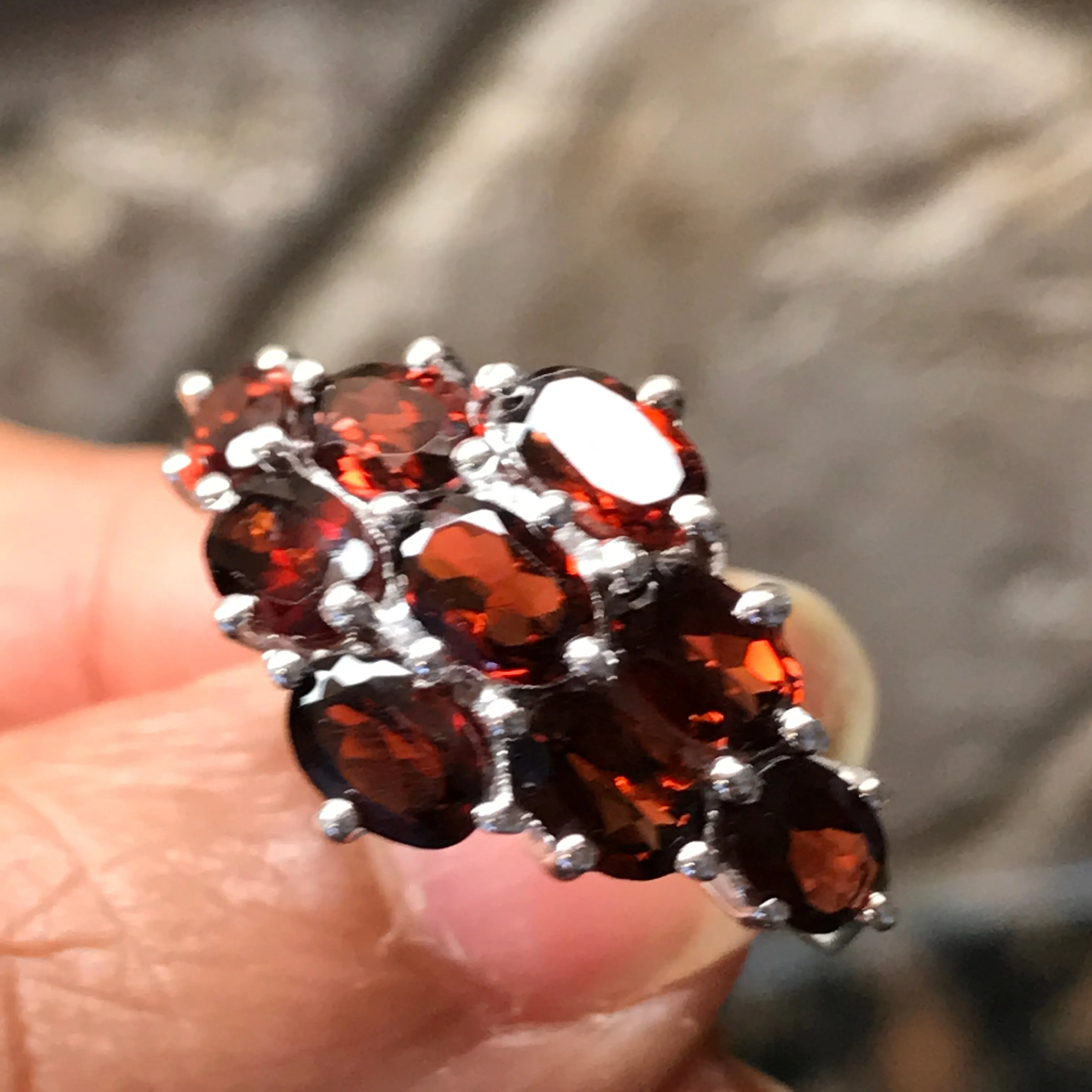 Natural 9ct Pyrope Garnet 925 Solid Sterling Silver Ring Size 6, 7, 8, 9