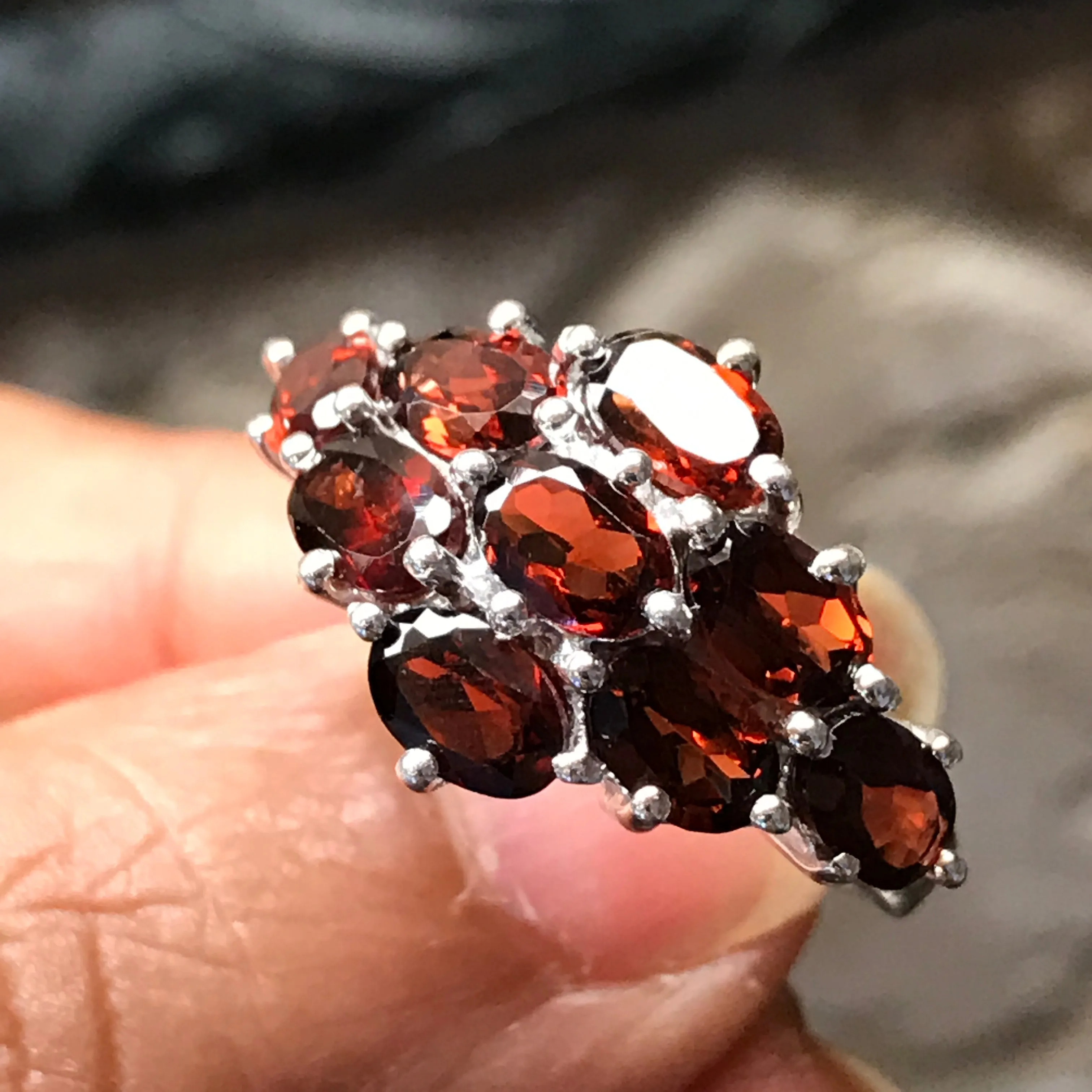 Natural 9ct Pyrope Garnet 925 Solid Sterling Silver Ring Size 6, 7, 8, 9