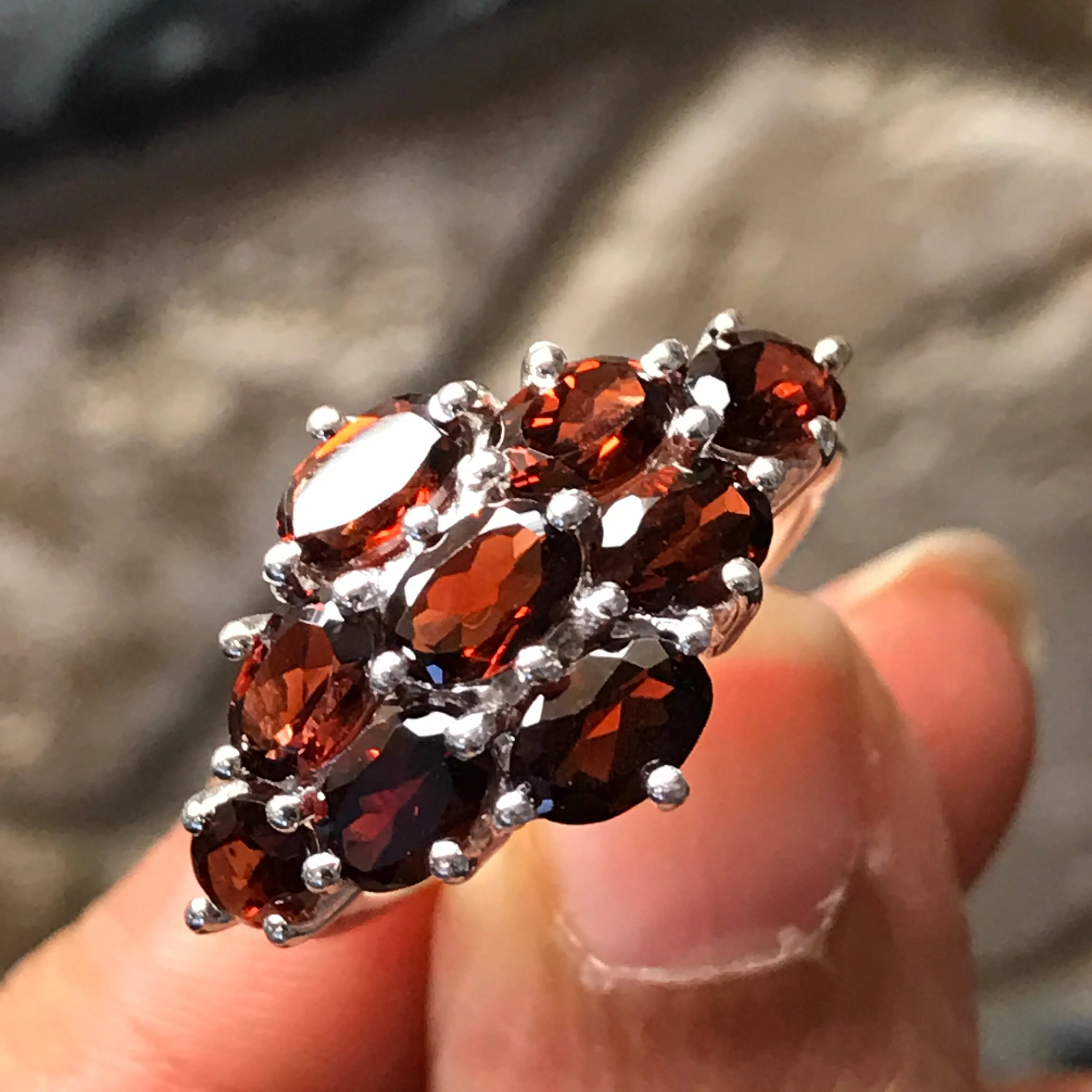 Natural 9ct Pyrope Garnet 925 Solid Sterling Silver Ring Size 6, 7, 8, 9