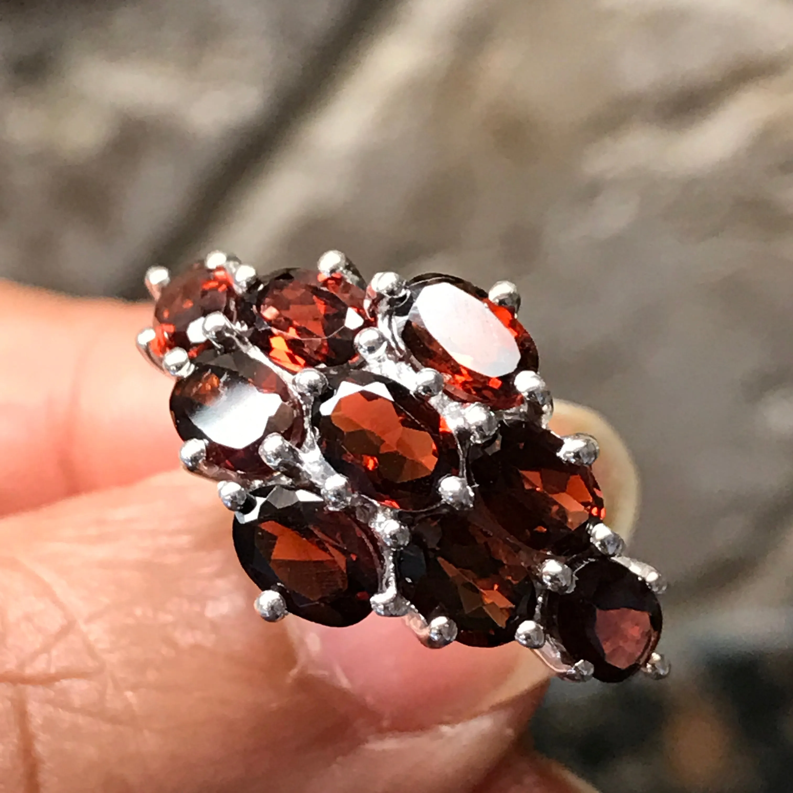 Natural 9ct Pyrope Garnet 925 Solid Sterling Silver Ring Size 6, 7, 8, 9