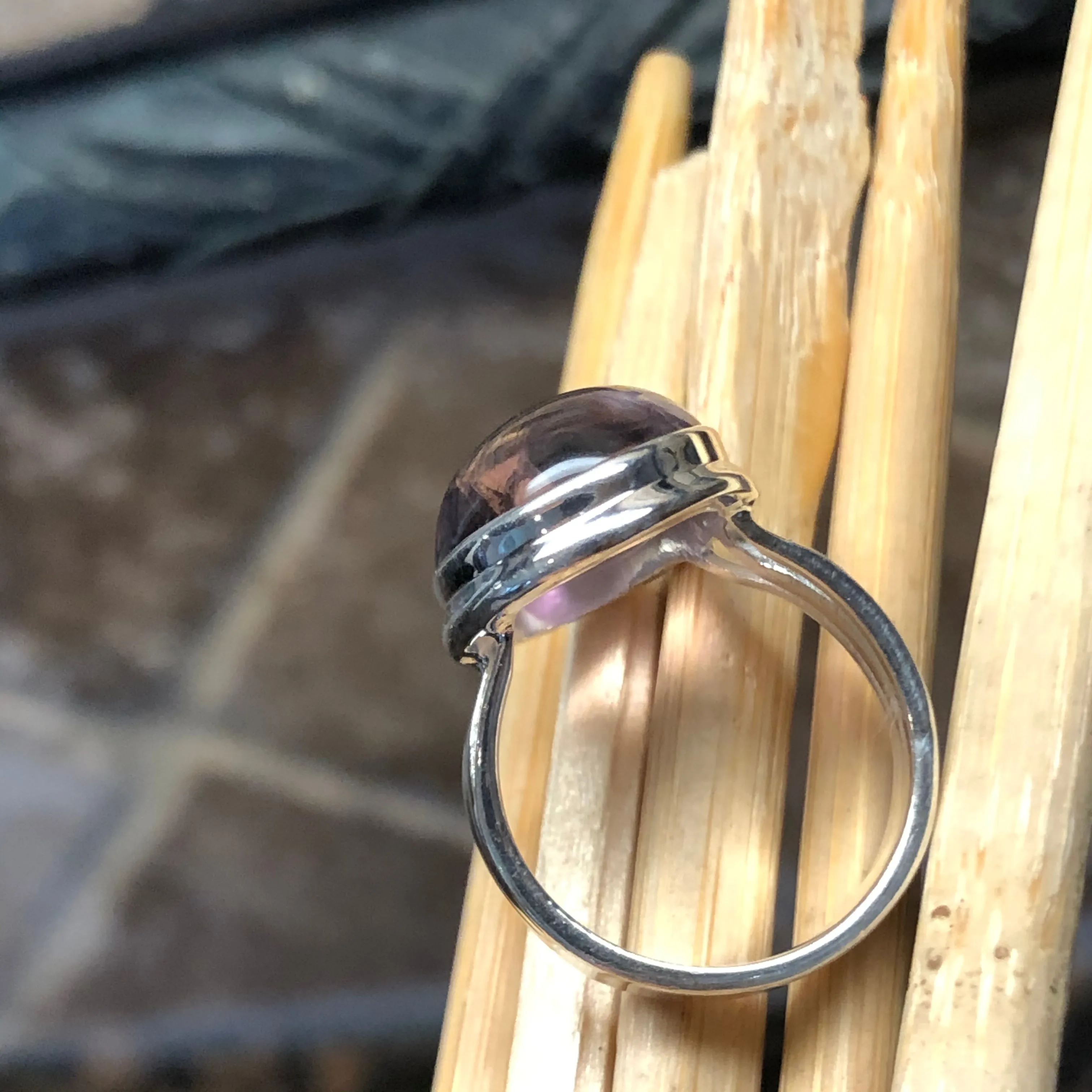 Natural Ametrine 925 Solid Sterling Silver Ring Size 6.5