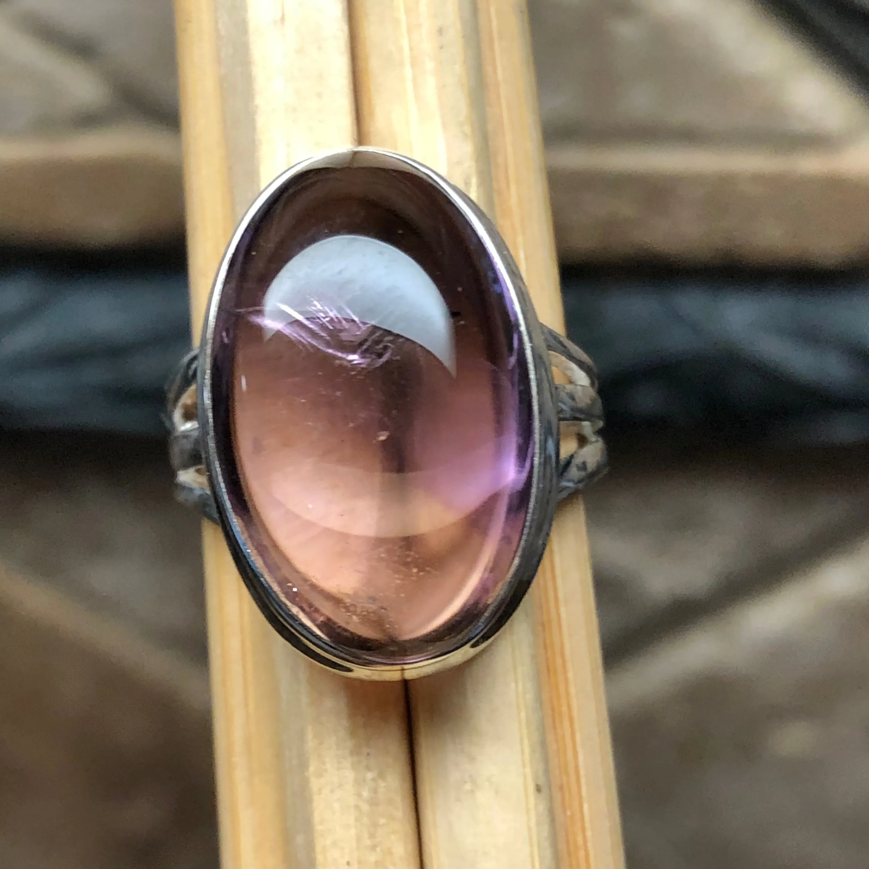 Natural Ametrine 925 Solid Sterling Silver Ring Size 6.5