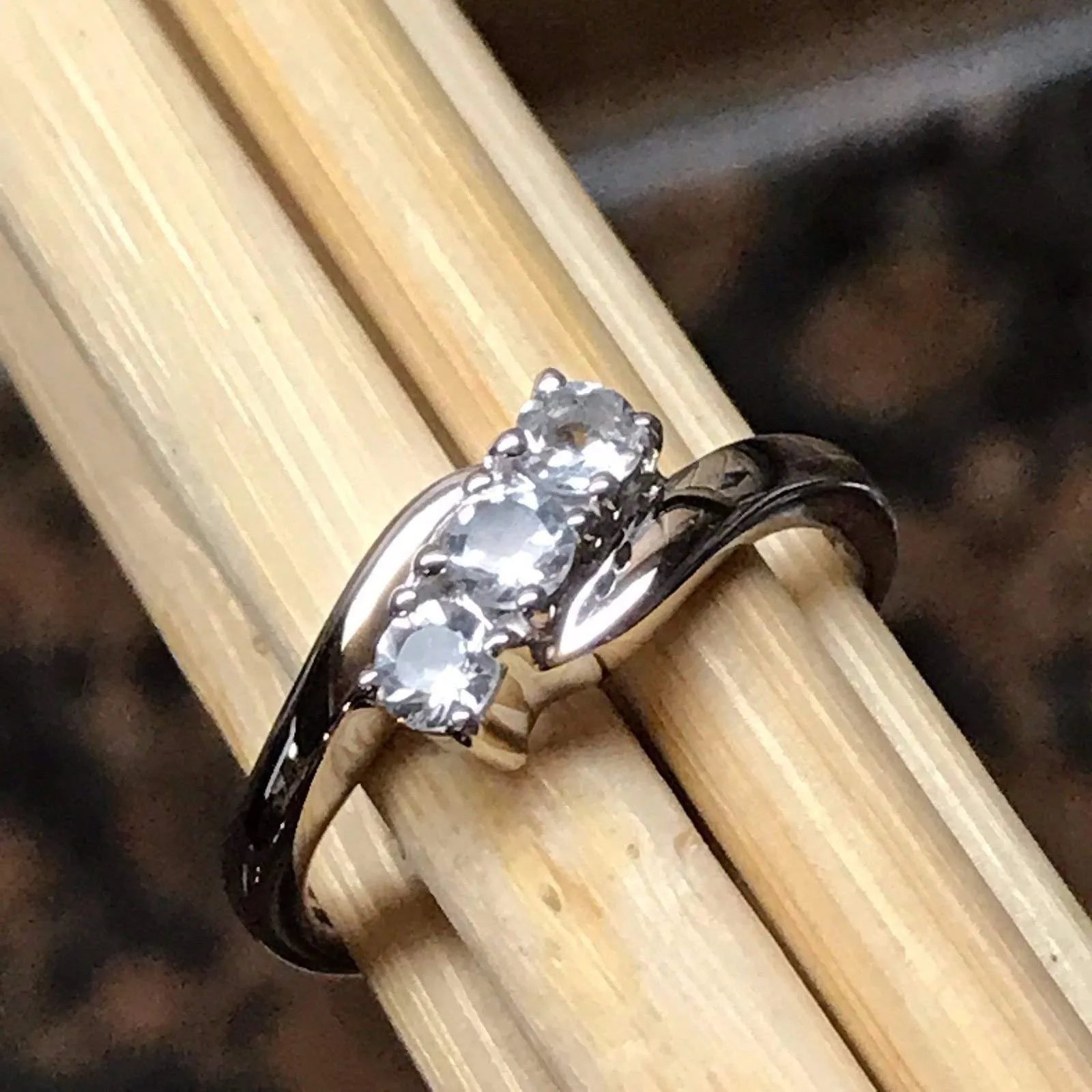 Natural Aquamarine 925 Solid Sterling Silver Ring Size 5, 6, 7, 8, 9