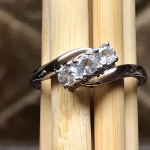 Natural Aquamarine 925 Solid Sterling Silver Ring Size 5, 6, 7, 8, 9