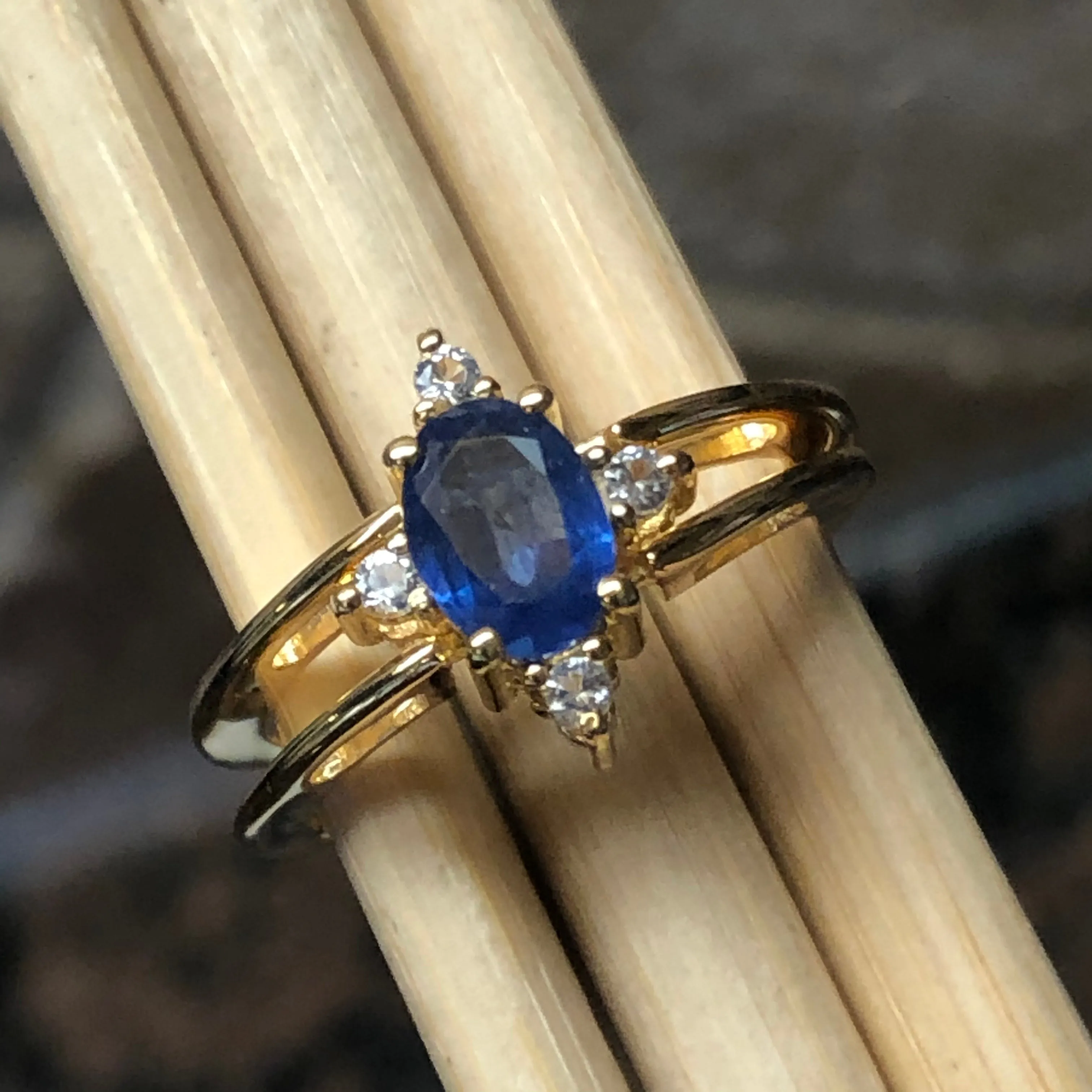 Natural Aquamarine, Tanzanite14k Rose Gold Over Silver Reversible Engagement Ring Size 5, 6, 7, 8, 9, 10