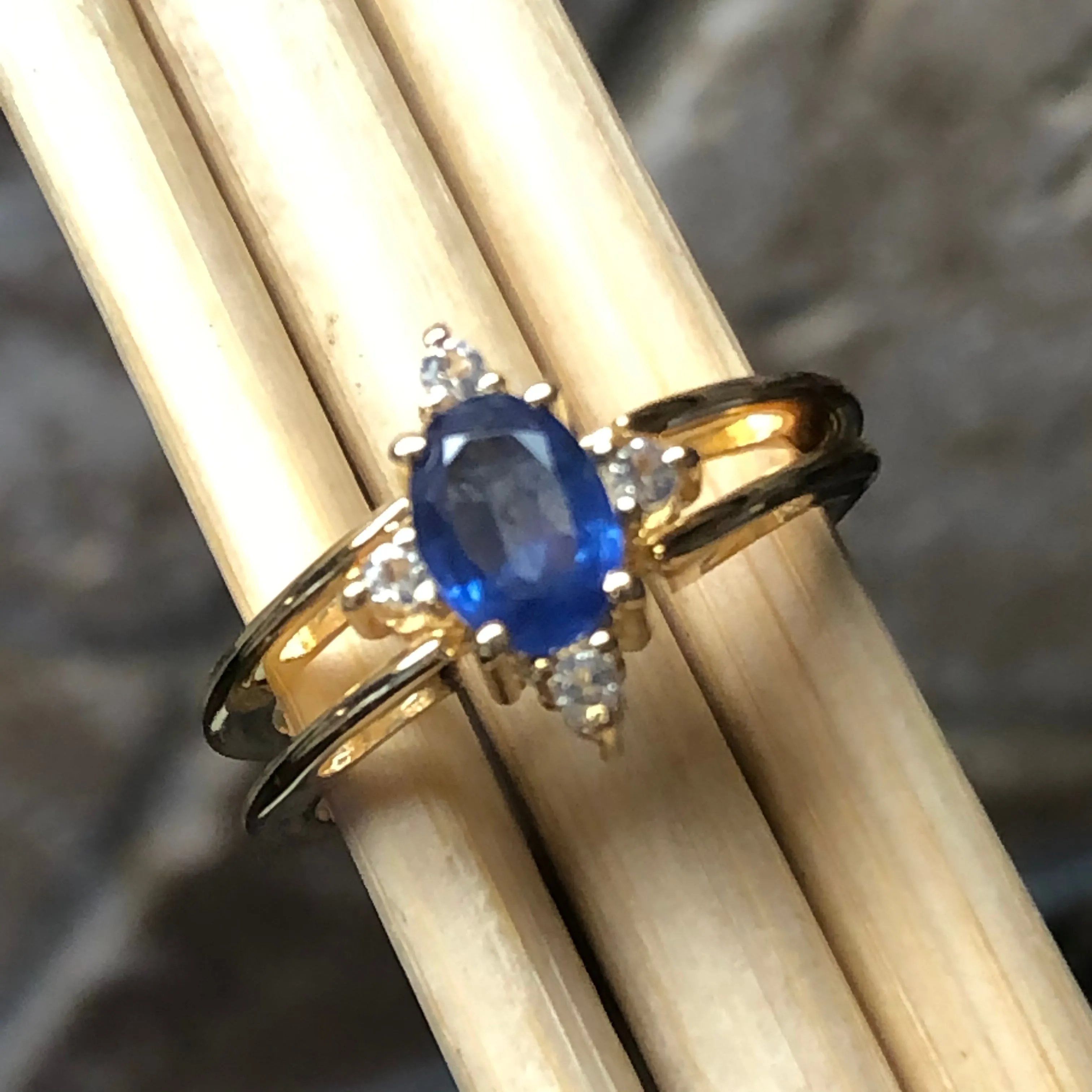 Natural Aquamarine, Tanzanite14k Rose Gold Over Silver Reversible Engagement Ring Size 5, 6, 7, 8, 9, 10