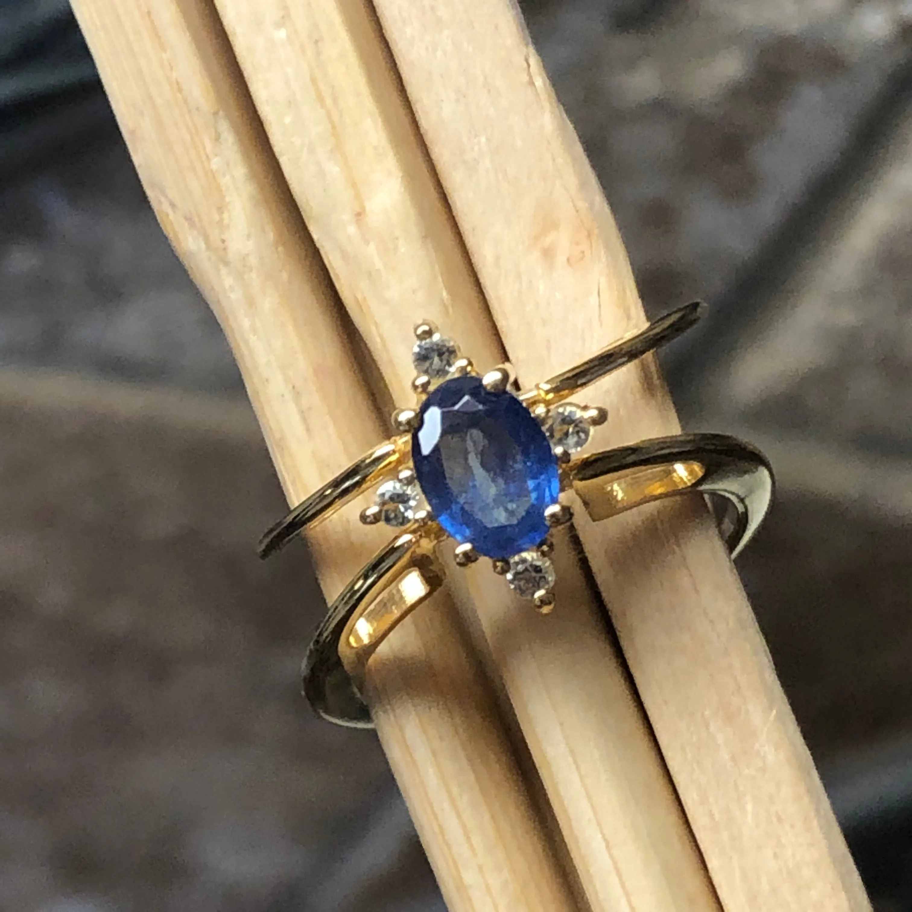 Natural Aquamarine, Tanzanite14k Rose Gold Over Silver Reversible Engagement Ring Size 5, 6, 7, 8, 9, 10