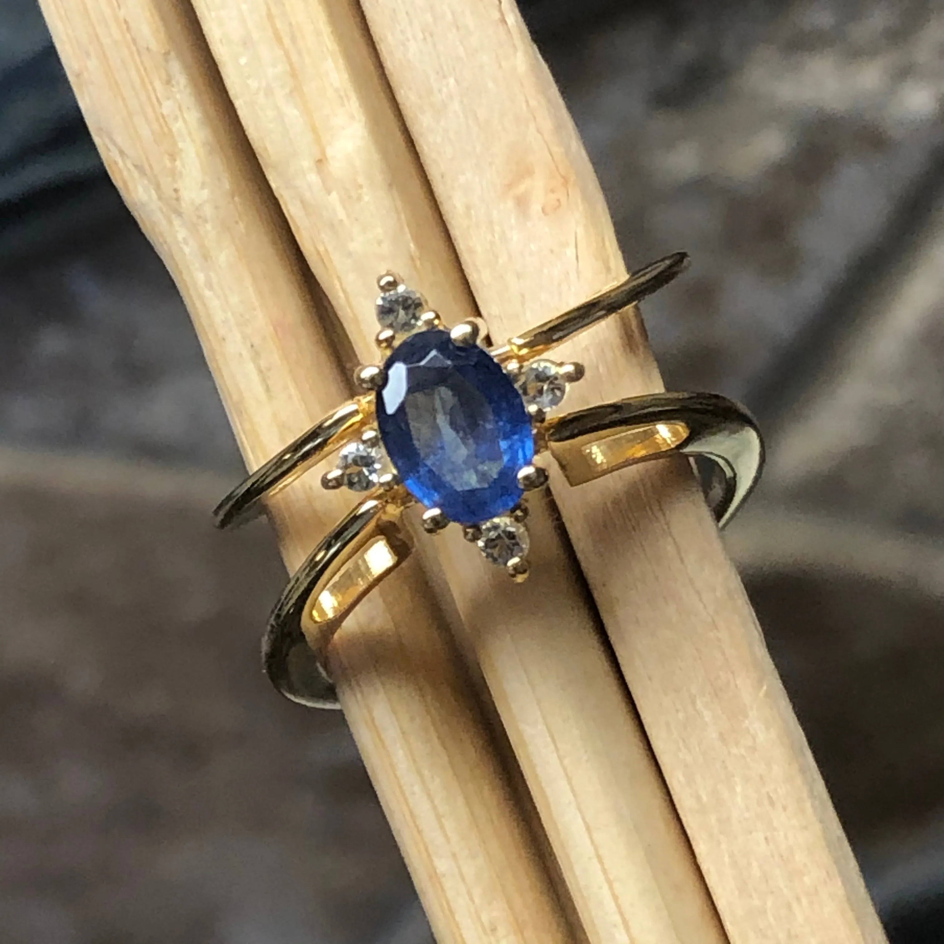 Natural Aquamarine, Tanzanite14k Rose Gold Over Silver Reversible Engagement Ring Size 5, 6, 7, 8, 9, 10