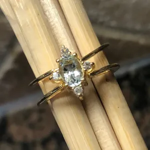 Natural Aquamarine, Tanzanite14k Rose Gold Over Silver Reversible Engagement Ring Size 5, 6, 7, 8, 9, 10