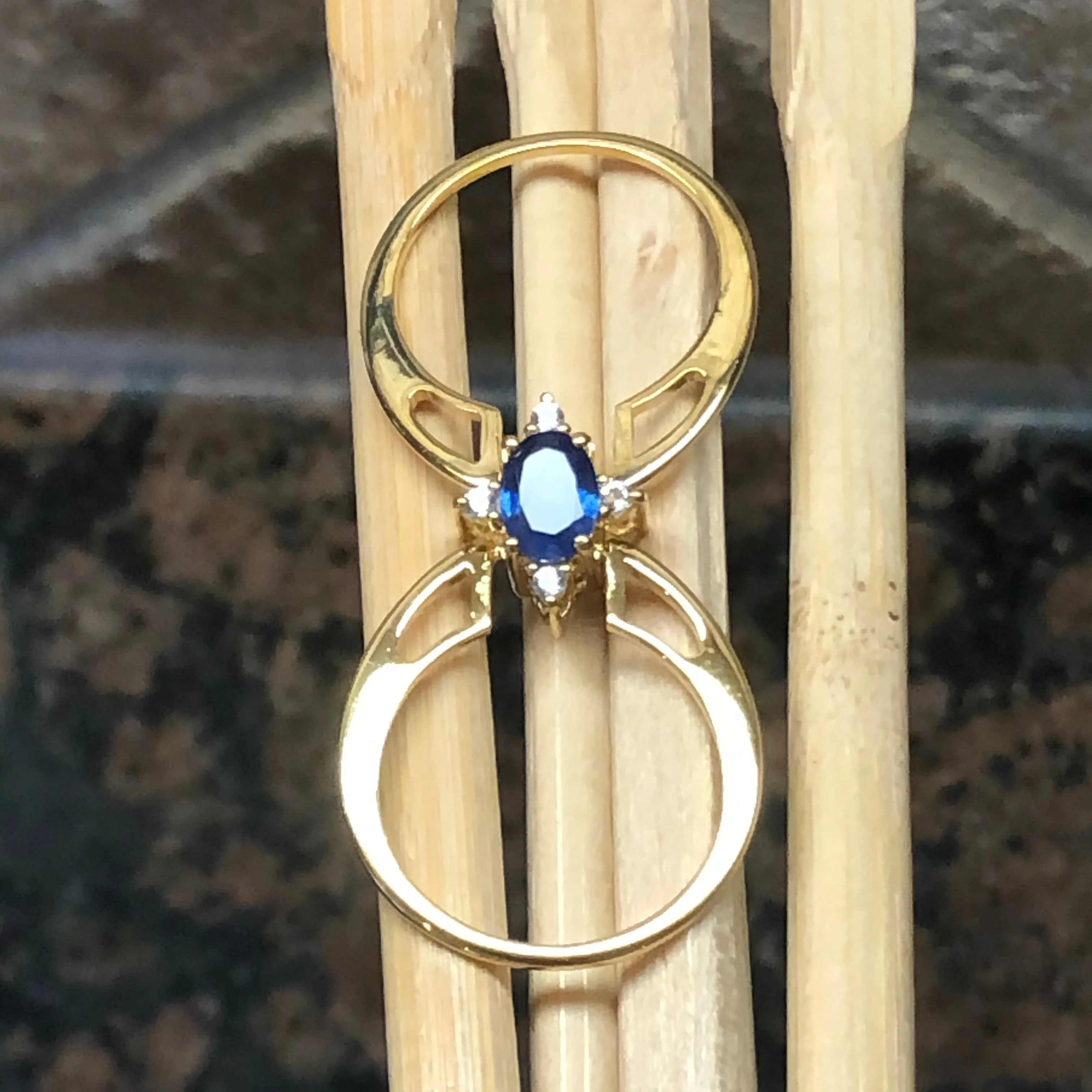 Natural Aquamarine, Tanzanite14k Rose Gold Over Silver Reversible Engagement Ring Size 5, 6, 7, 8, 9, 10