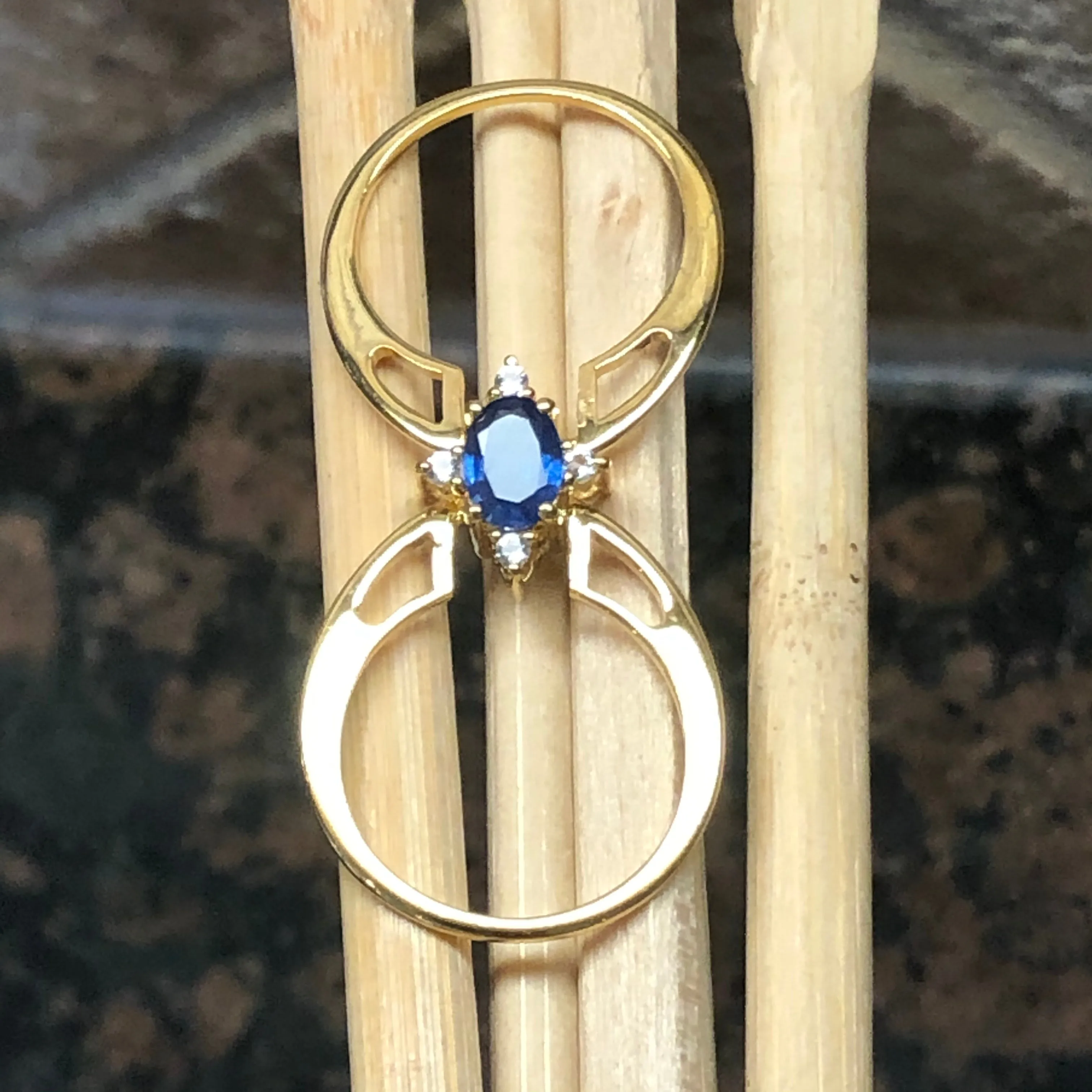 Natural Aquamarine, Tanzanite14k Rose Gold Over Silver Reversible Engagement Ring Size 5, 6, 7, 8, 9, 10