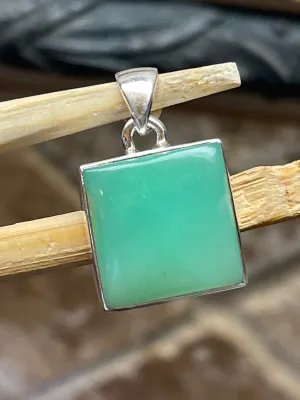 Natural Australian Chrysoprase 925 Sterling Silver Pendant 25mm