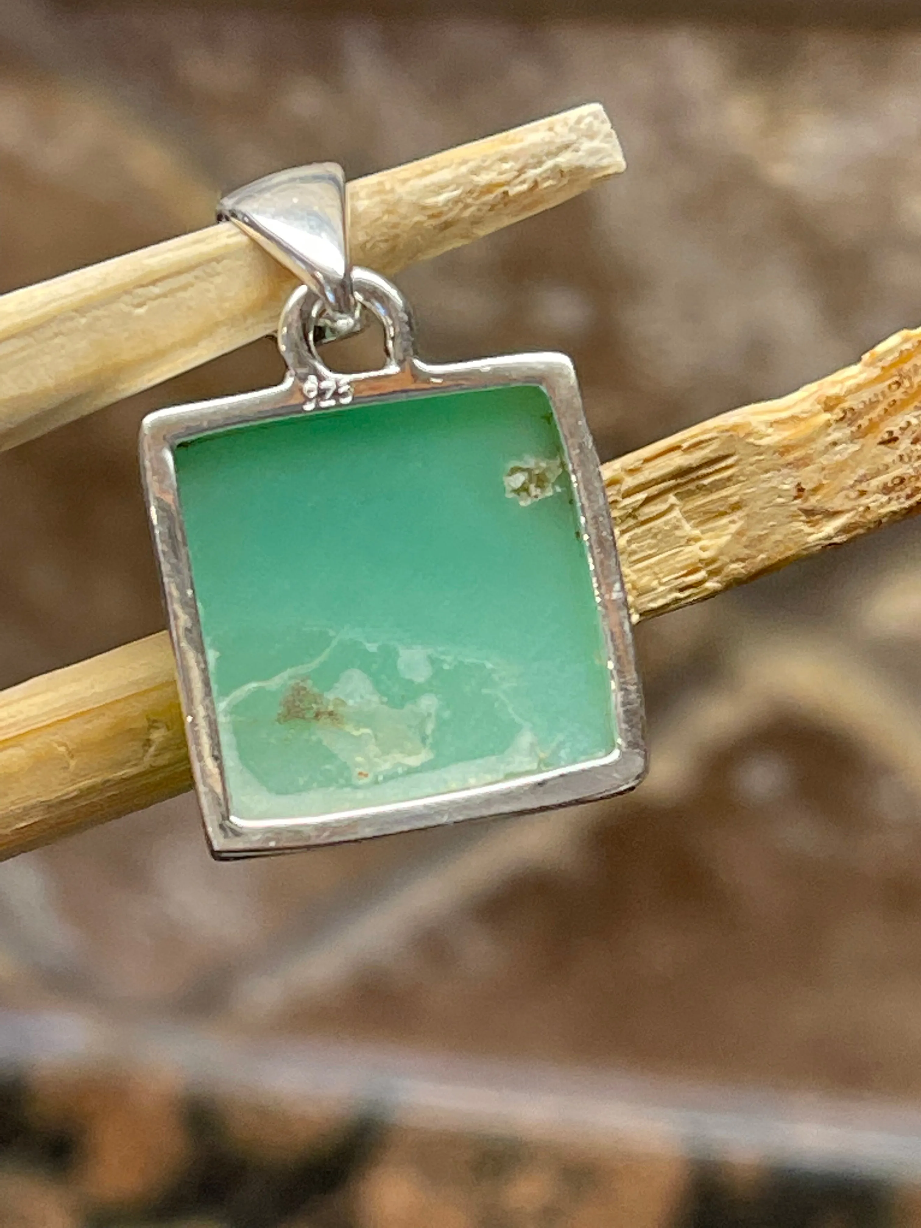 Natural Australian Chrysoprase 925 Sterling Silver Pendant 25mm