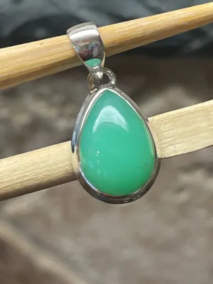 Natural Australian Chrysoprase 925 Sterling Silver Pendant 25mm
