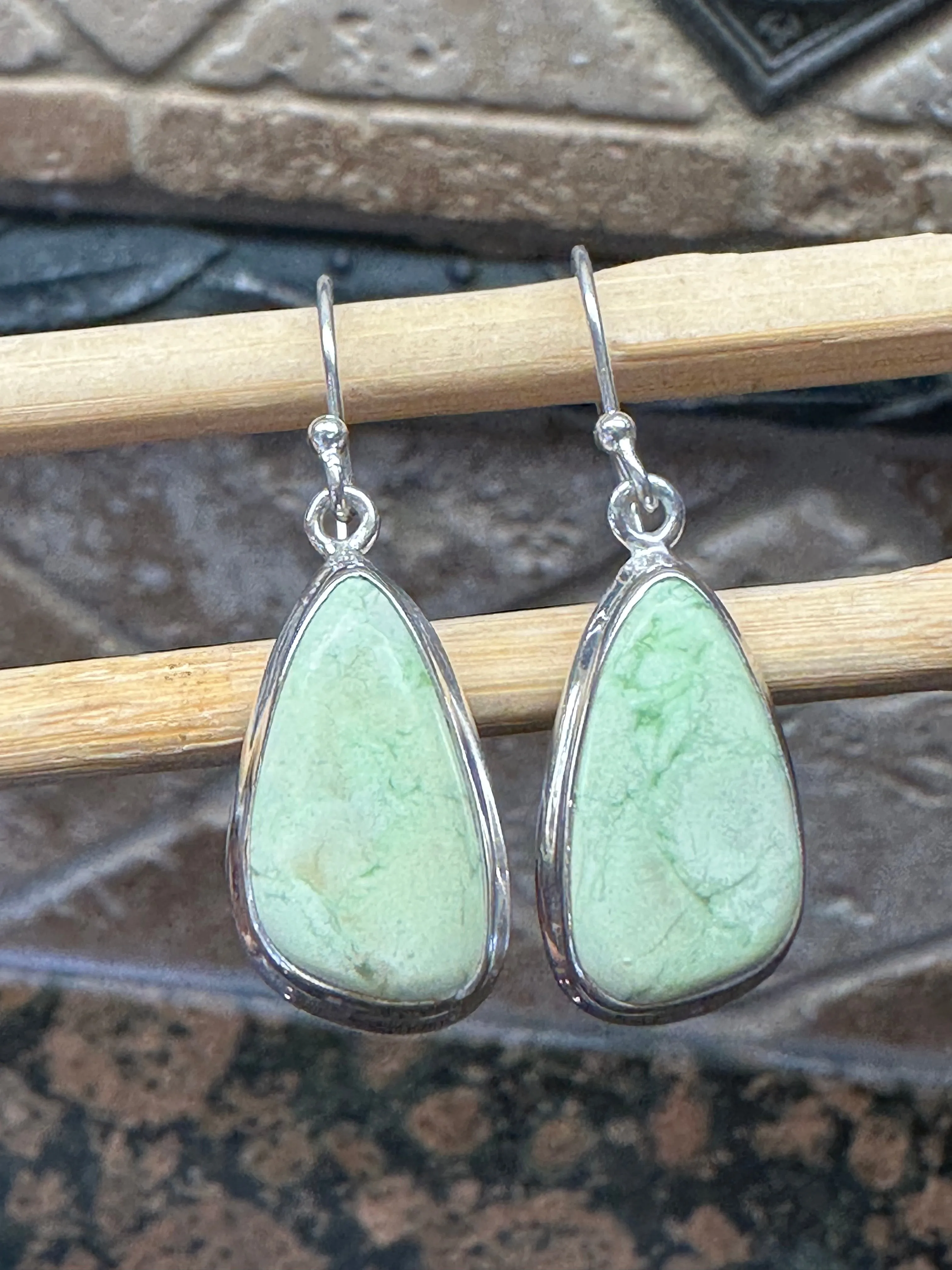 Natural Australian Lemon Chrysoprase 925 Sterling Silver Earrings 35mm