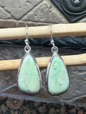 Natural Australian Lemon Chrysoprase 925 Sterling Silver Earrings 35mm
