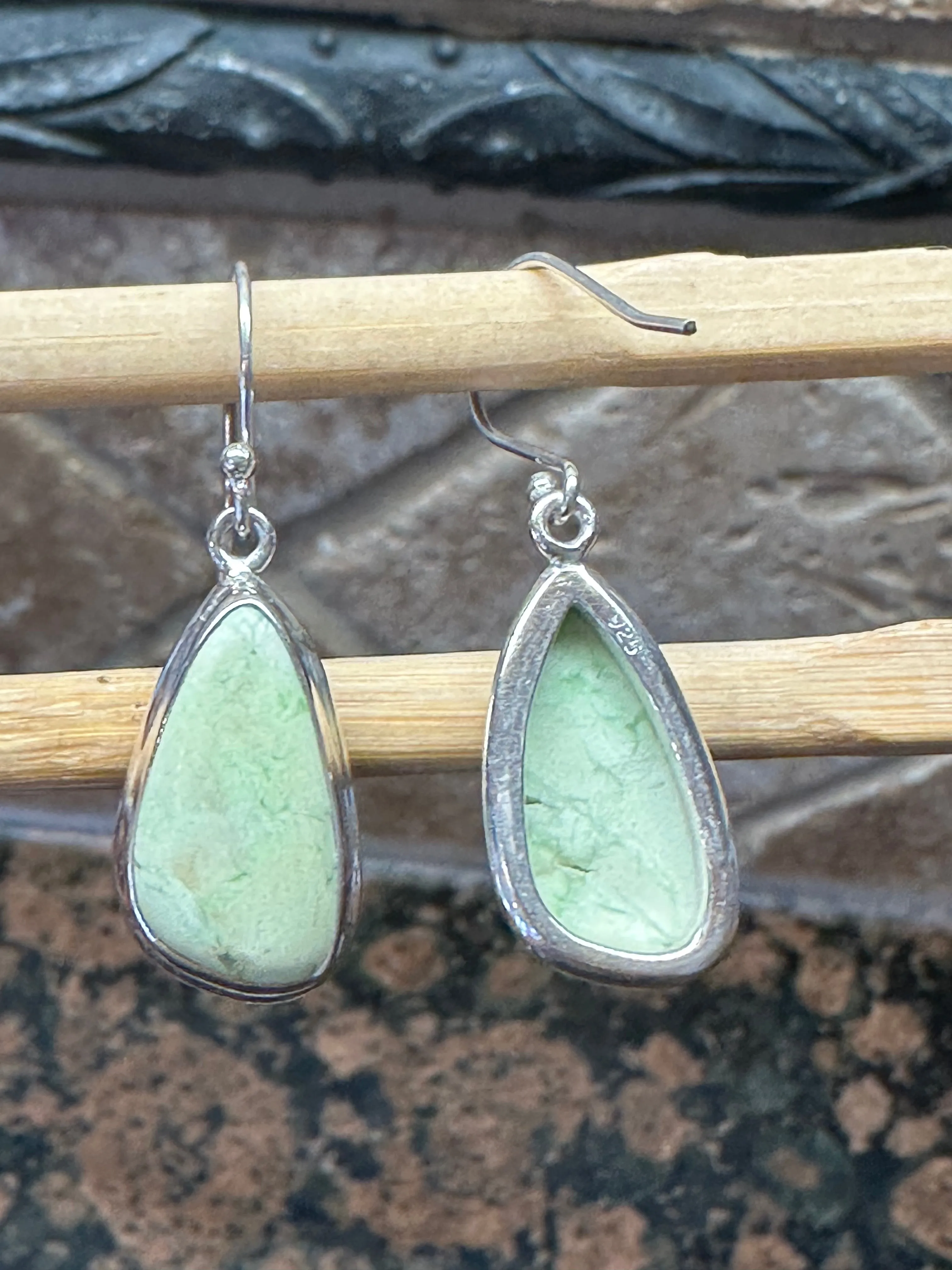 Natural Australian Lemon Chrysoprase 925 Sterling Silver Earrings 35mm