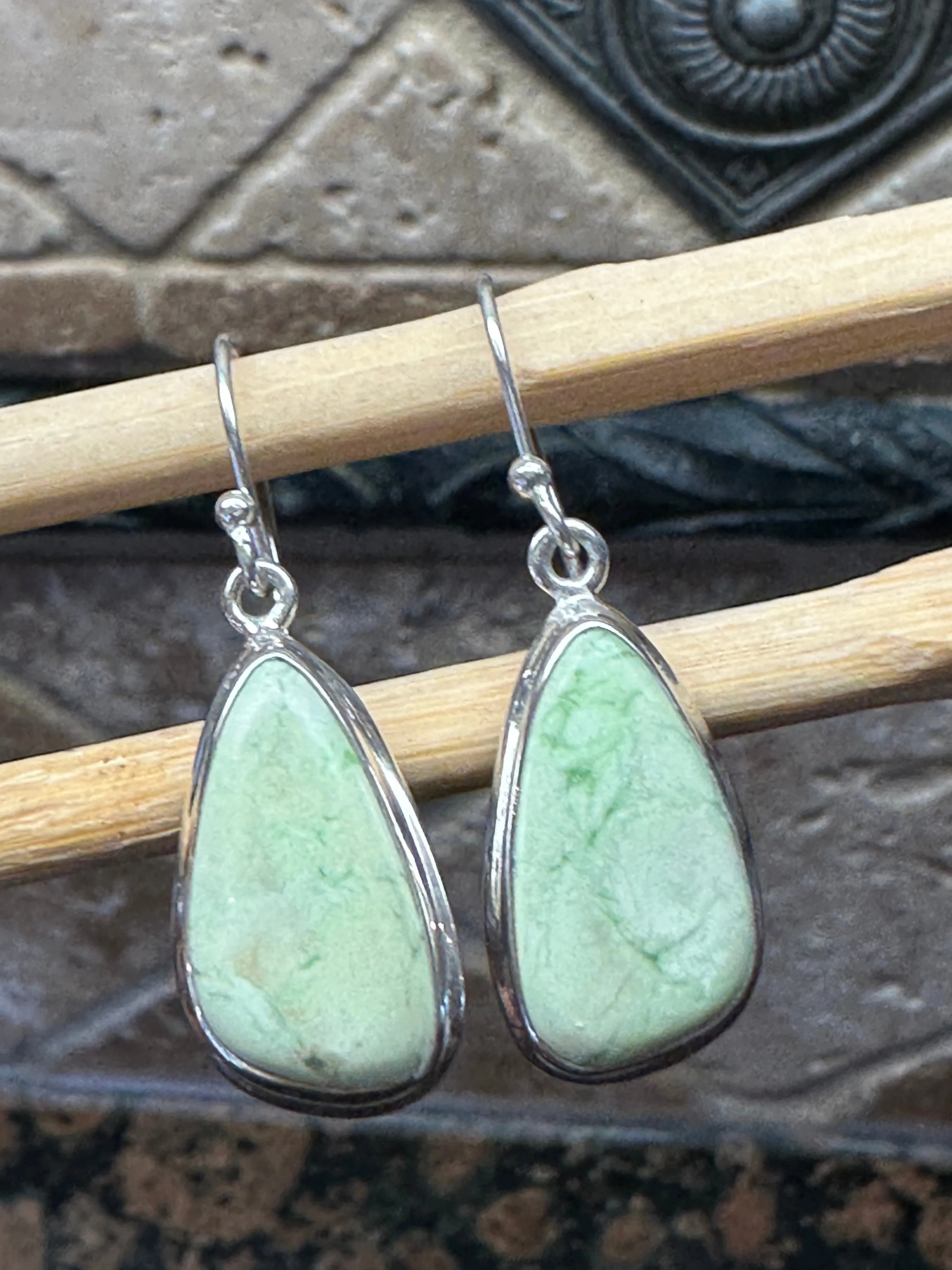 Natural Australian Lemon Chrysoprase 925 Sterling Silver Earrings 35mm