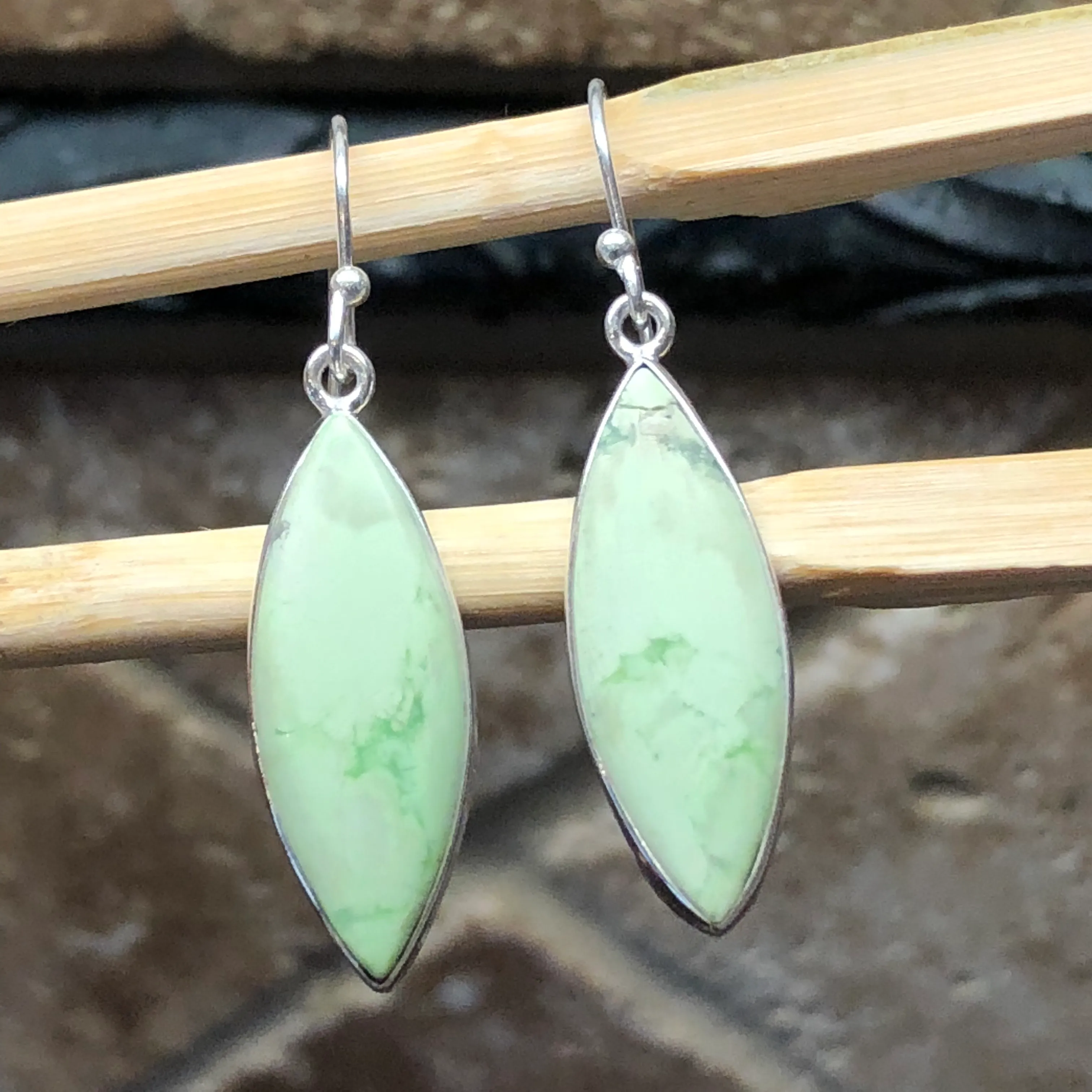 Natural Australian Lemon Chrysoprase 925 Sterling Silver Earrings 45mm