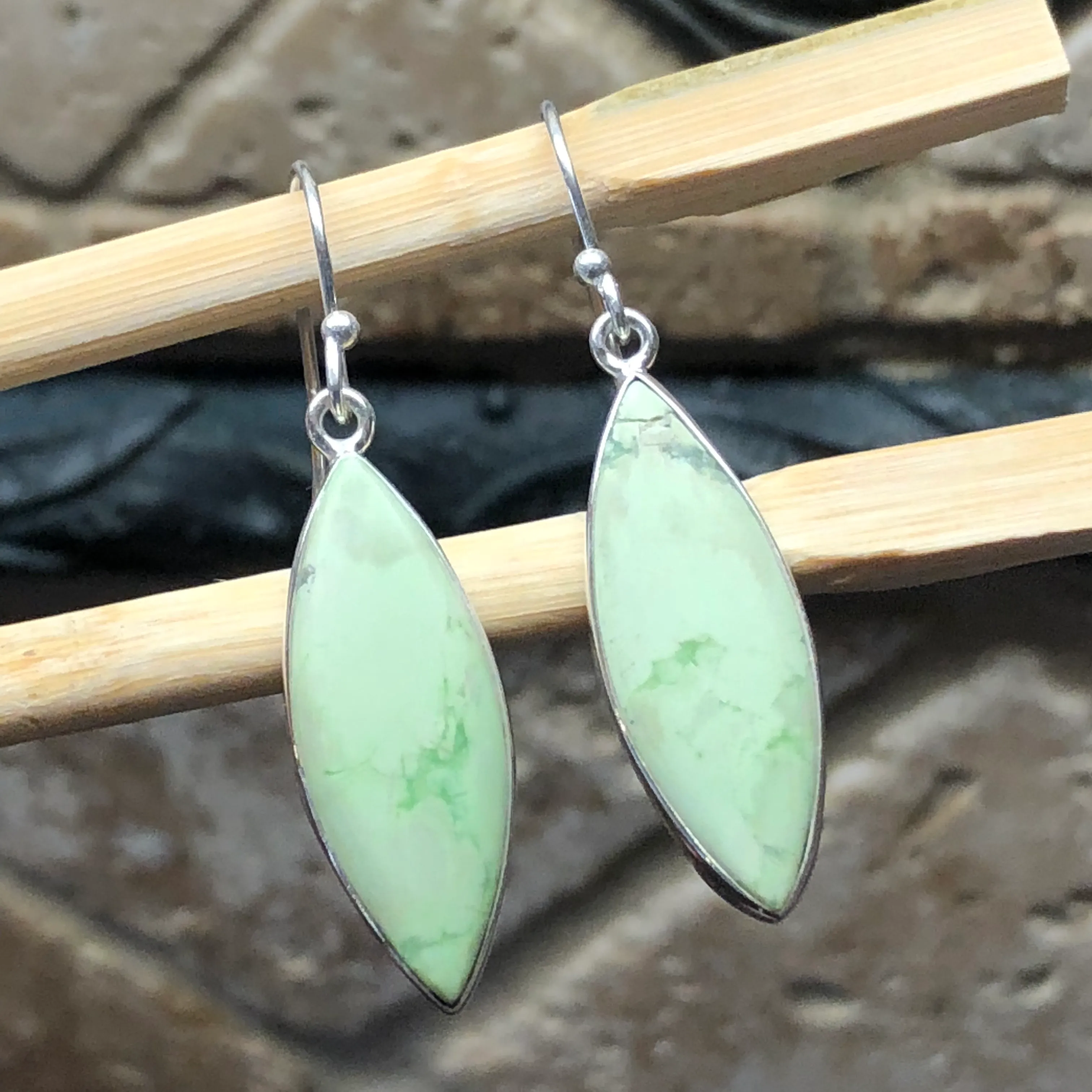 Natural Australian Lemon Chrysoprase 925 Sterling Silver Earrings 45mm