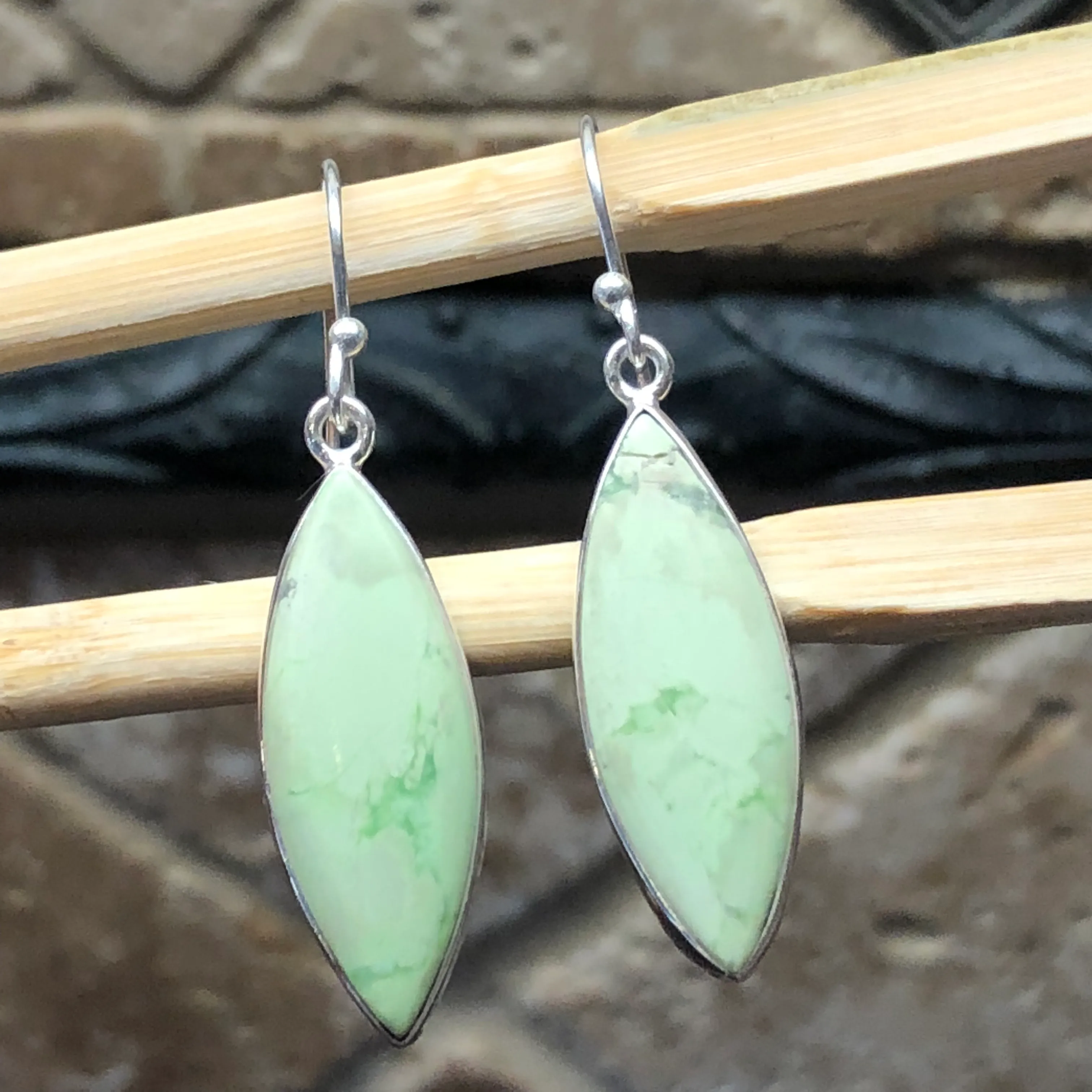 Natural Australian Lemon Chrysoprase 925 Sterling Silver Earrings 45mm
