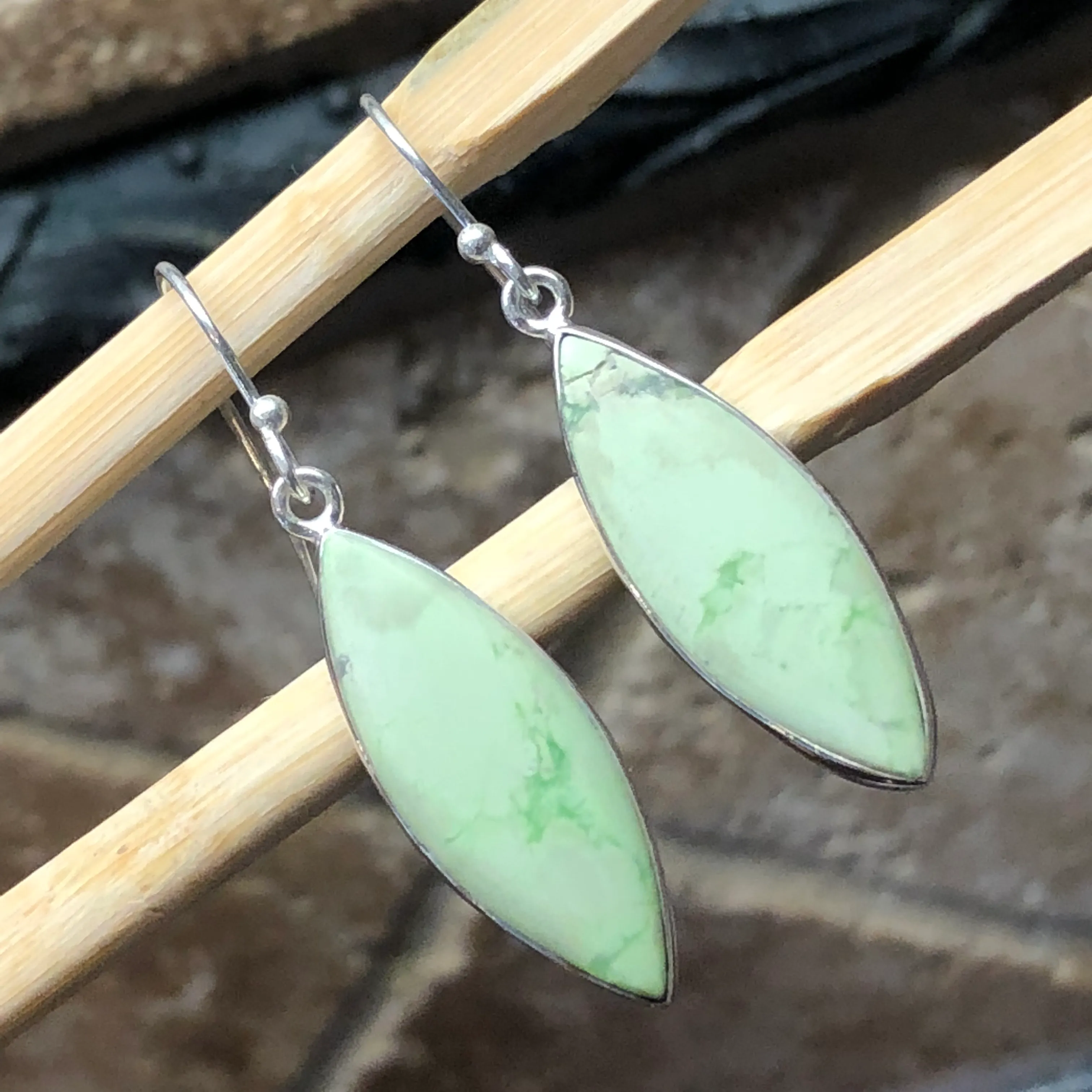 Natural Australian Lemon Chrysoprase 925 Sterling Silver Earrings 45mm