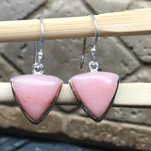Natural Australian Pink Opal 925 Solid Sterling Silver Earrings 25mm