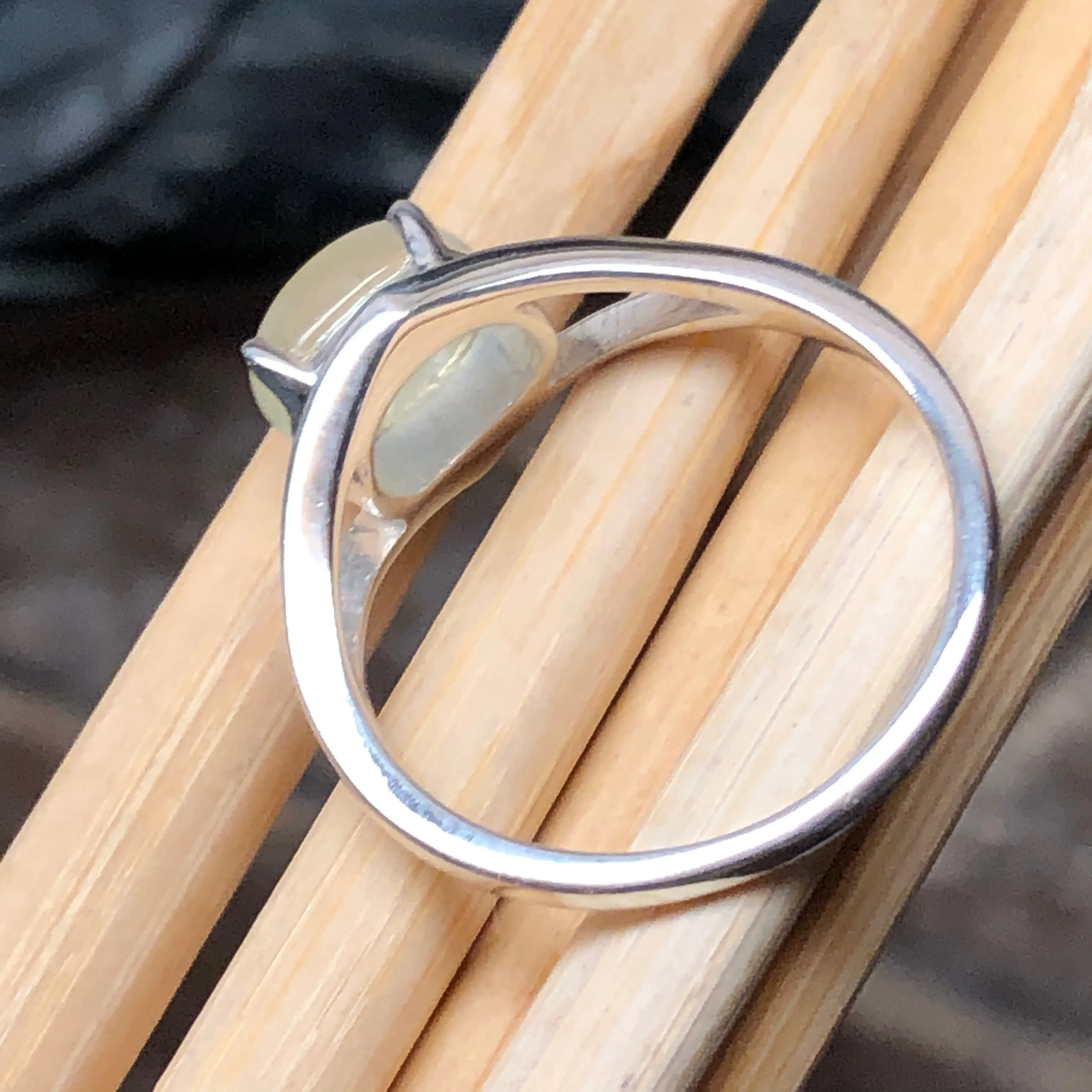 Natural Australian Prehnite 925 Sterling Silver Ring Size 5, 6, 7, 8, 9