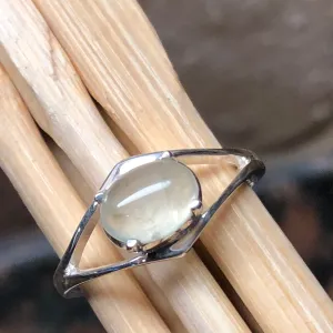 Natural Australian Prehnite 925 Sterling Silver Ring Size 5, 6, 7, 8, 9